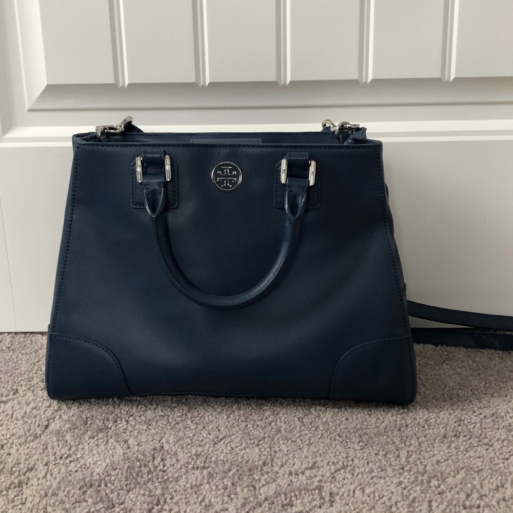 Tory Burch Robinson Triangle Tote in Night Sky